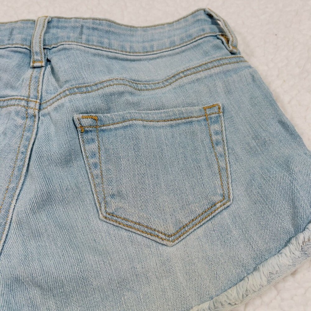 Bullhead Denim Co. Super High Rise Shorty Frayed Hem Jean Shorts Size 0 - Picture 7 of 7